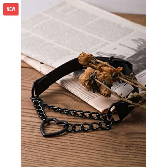 Adjustable Heart Chain Choker Necklace, Gothic Punk Style, Zinc Alloy & PU - Picture 7 of 8